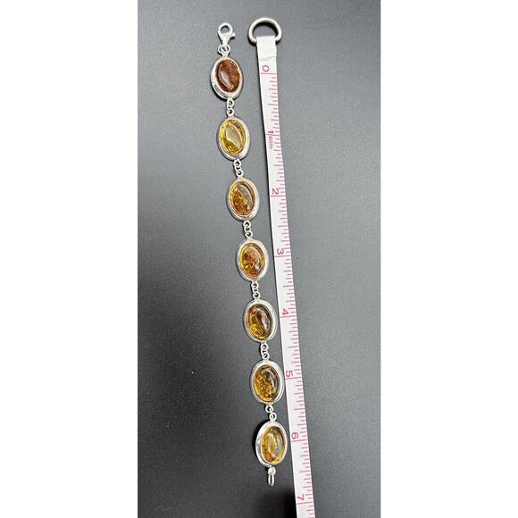 Baltic Amber 925 Sterling Silver Oval Bracelet 6.5” & Round Earrings 2pc Set - Picture 9 of 11